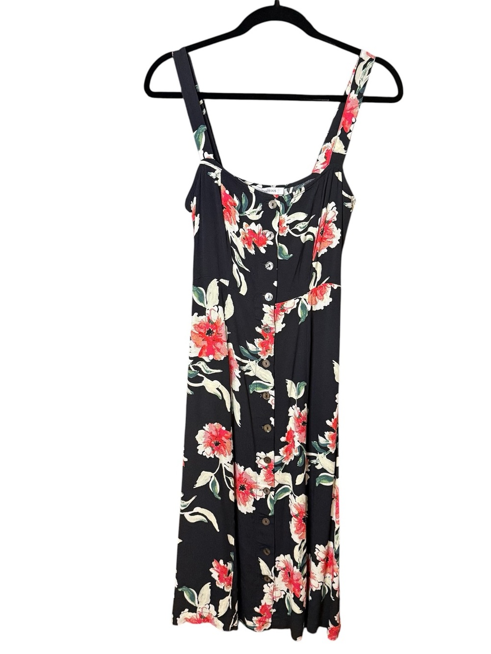 Olivaceous Black Floral Button-Front Sundress